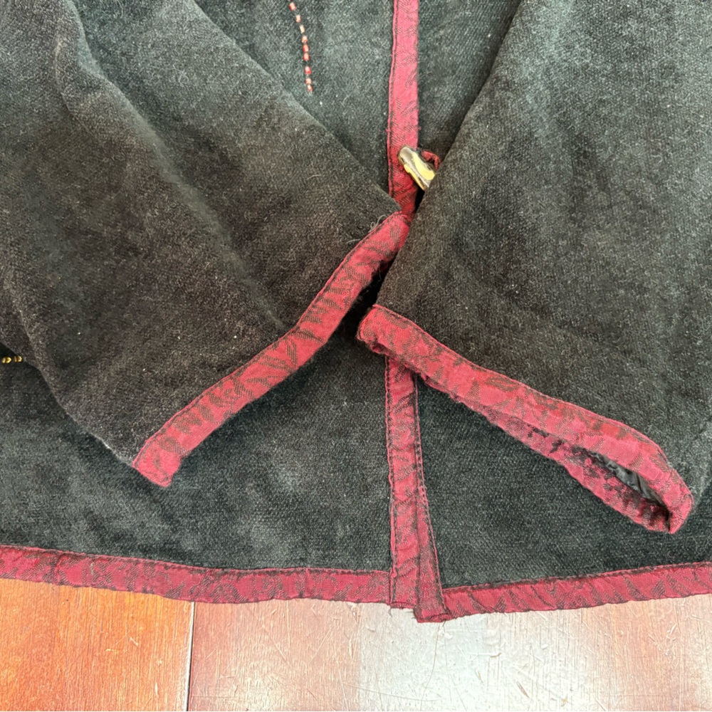 Vintage White Stag Women's Jacket Cardigan Womens XL Black Velvet Embroidered - Picture 10 of 16